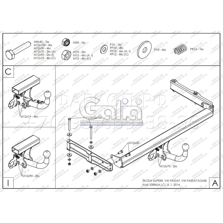 Купить фаркоп skoda supreb i 2002-2008, volkswagen passat b5 996-2005 - s088c galia по цене  Низкие цены. Большой выбор. Доставка по всей России. Интернет-магазин в Москве. Только положительные отзывы!