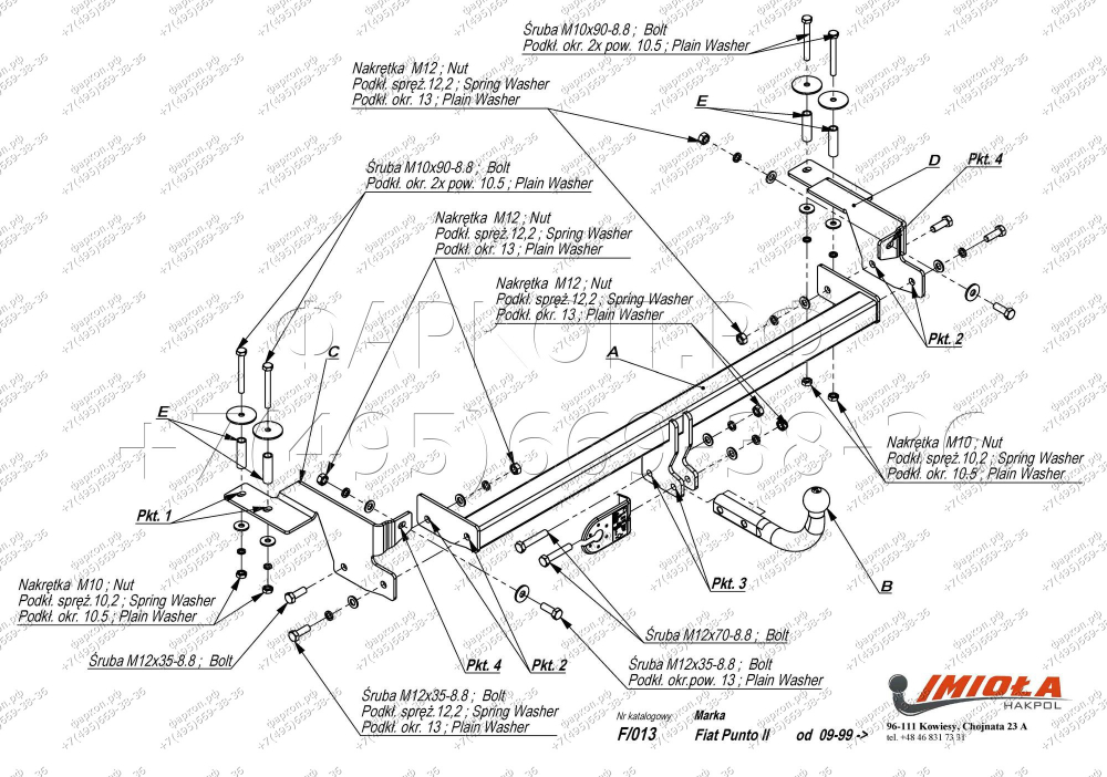 Купить фаркоп fiat punto ii 1999-2005 - f.013 imiola по цене  Низкие цены. Большой выбор. Доставка по всей России. Интернет-магазин в Москве. Только положительные отзывы!
