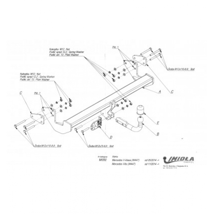 Купить фаркоп mercedes v-class,vito 2014- m.050 imiola по цене  Низкие цены. Большой выбор. Доставка по всей России. Интернет-магазин в Москве. Только положительные отзывы!
